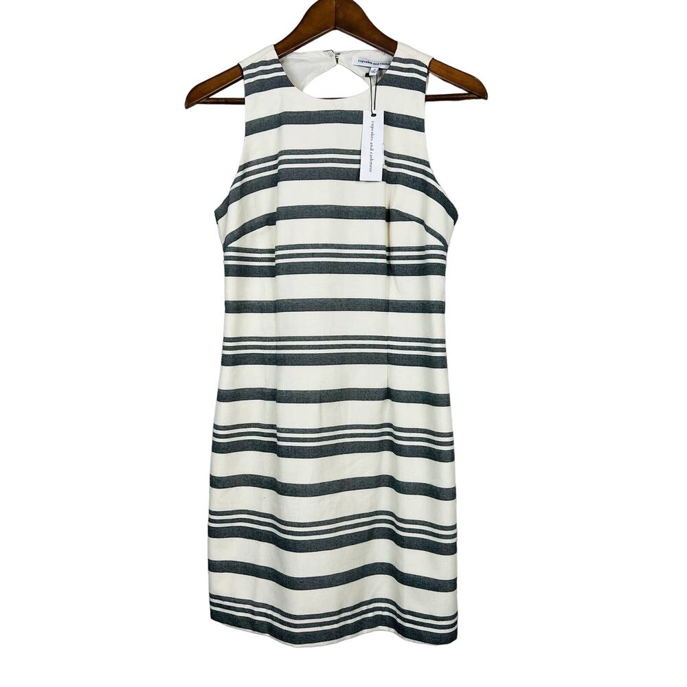 NEW! Cupcakes & Cashmere Striped Sheath Dress Career Sleeveless - 2
